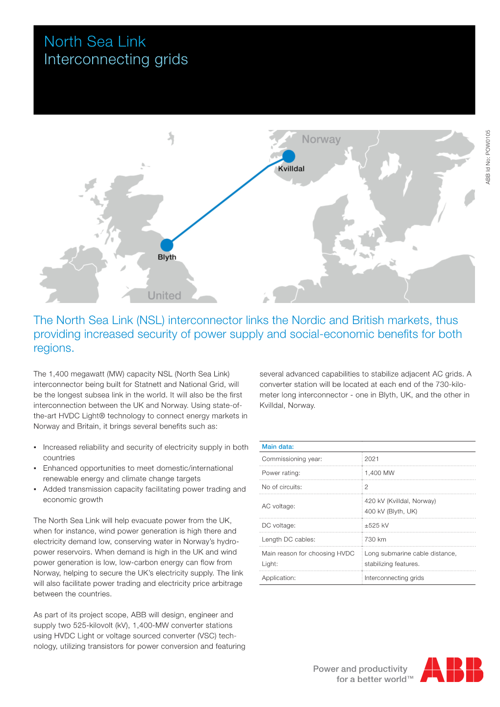 North Sea Link Interconnecting Grids ABB Id No: POW0105