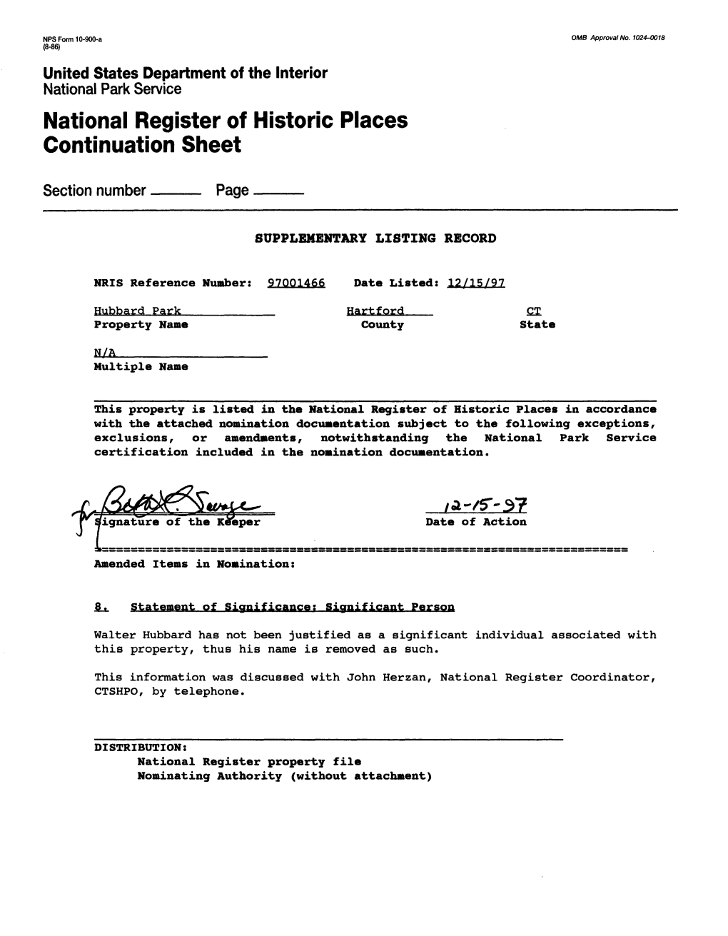 National Register of Historic Places Continuation Sheet