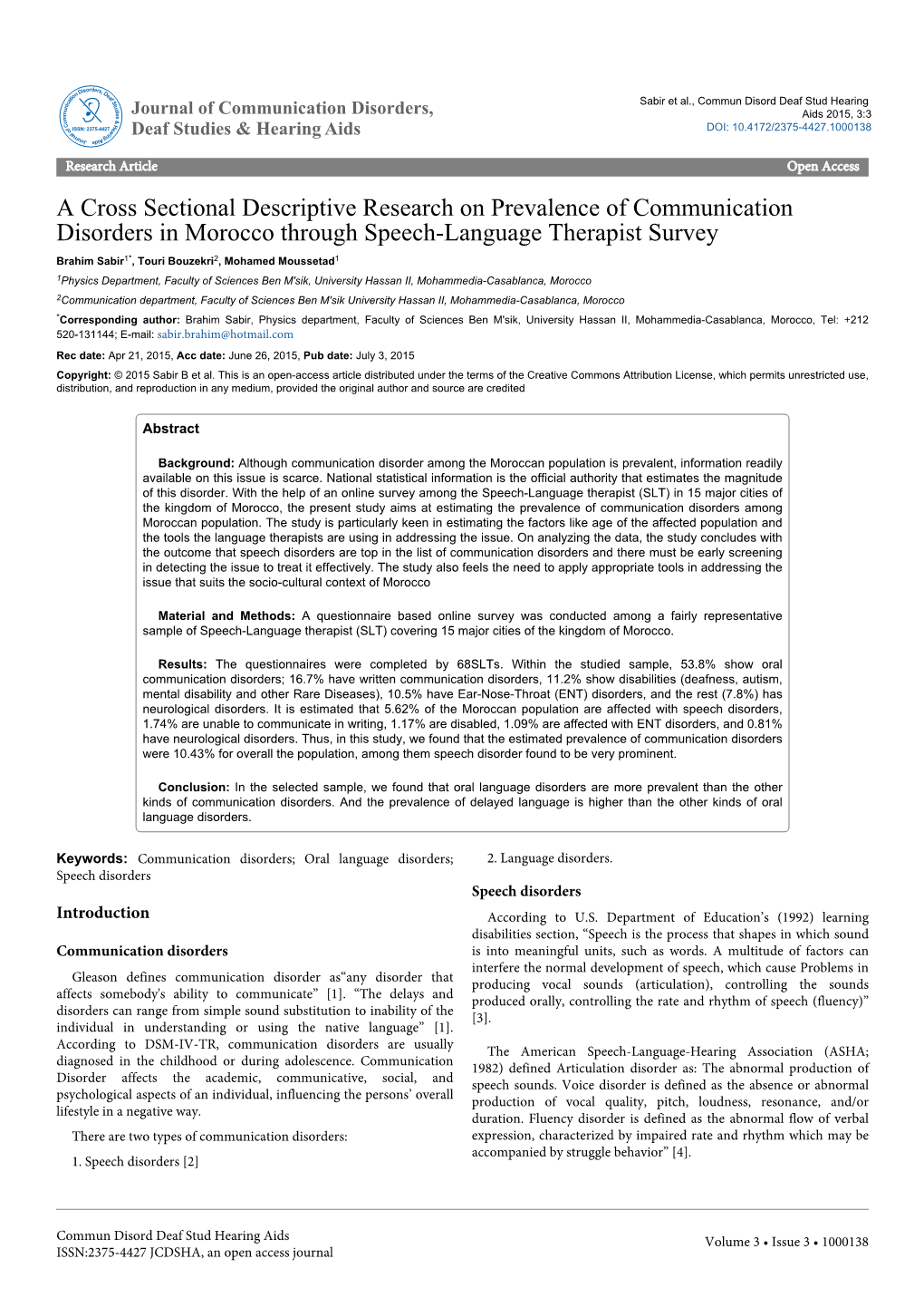 A Cross Sectional Descriptive Research on Prevalence Of