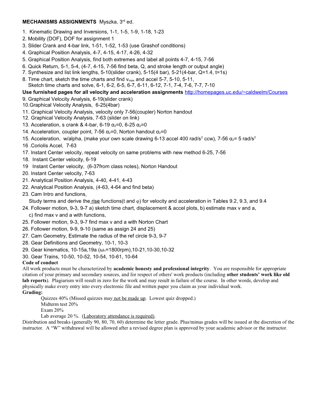 1. Kinematic Drawing and Inversions, 1-1,1-5,1-9,1-18,1-23