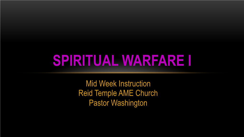 Spiritual Warfare I