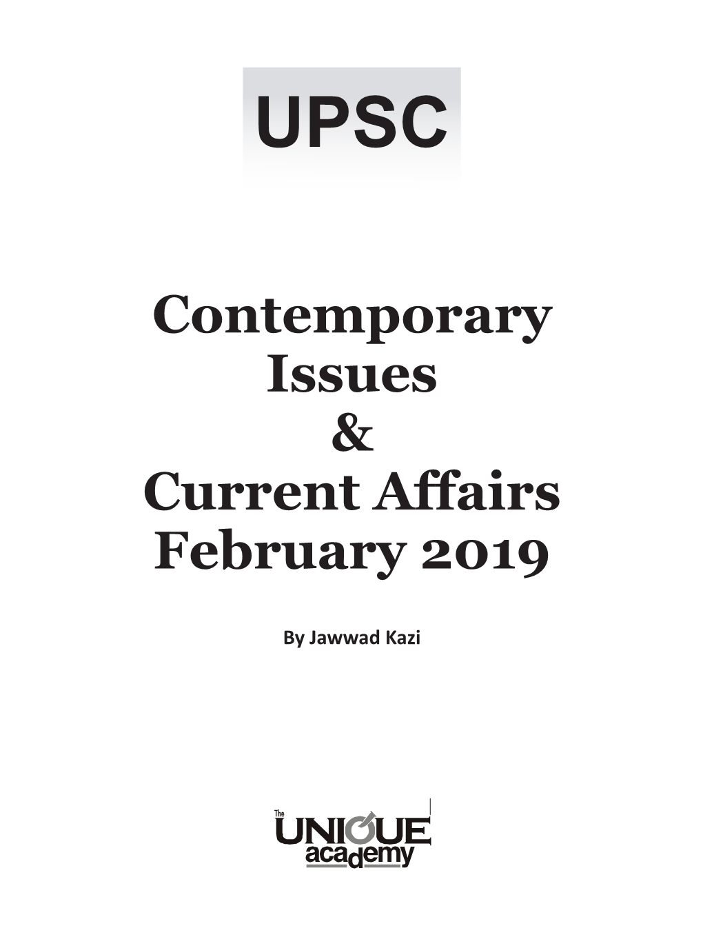 Contemporary Issues & Current Affairs February 2019