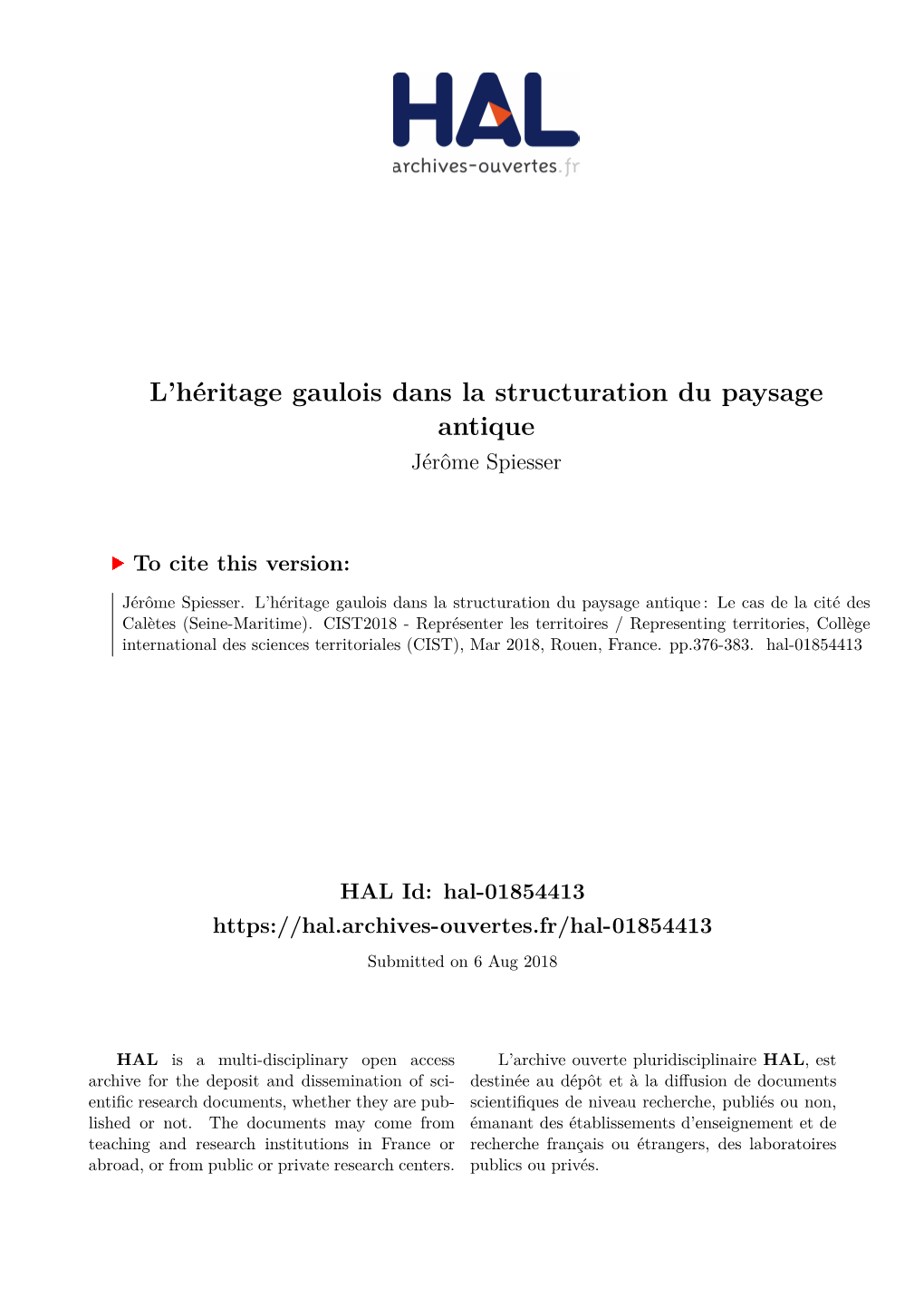 L'héritage Gaulois Dans La Structuration Du Paysage Antique