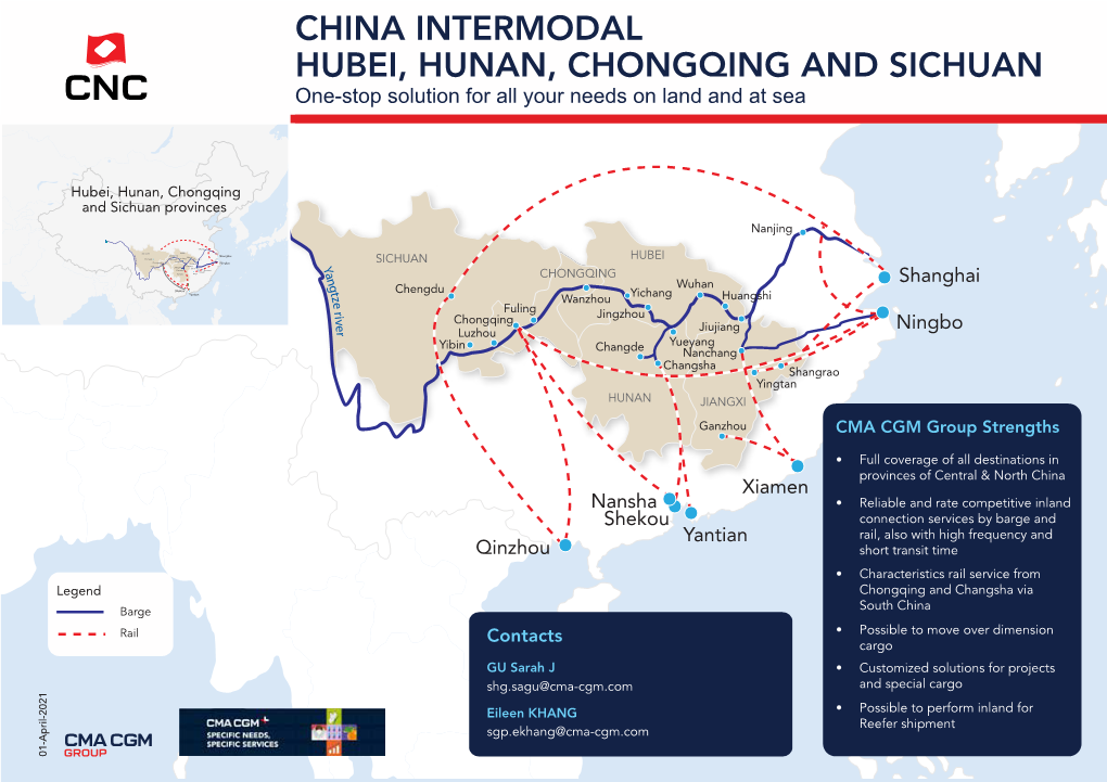 CMA CGM INTERMODAL CHINA Hubei Hunan Chongqing Sichuan