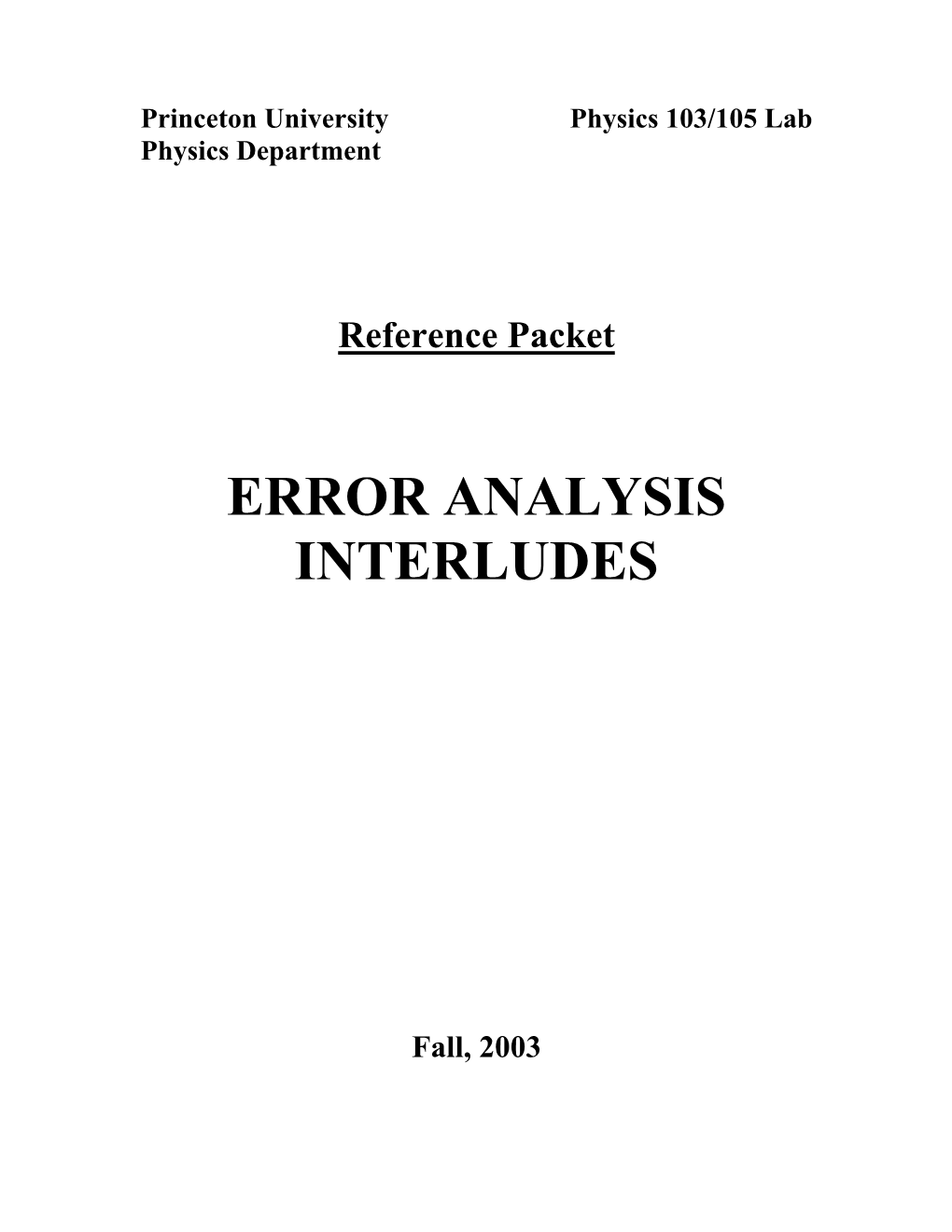 Error Analysis Interludes