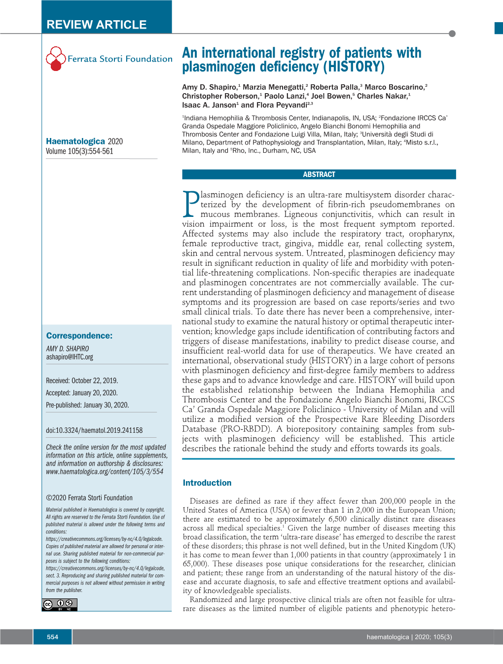 An International Registry of Patients with Plasminogen Deficiency