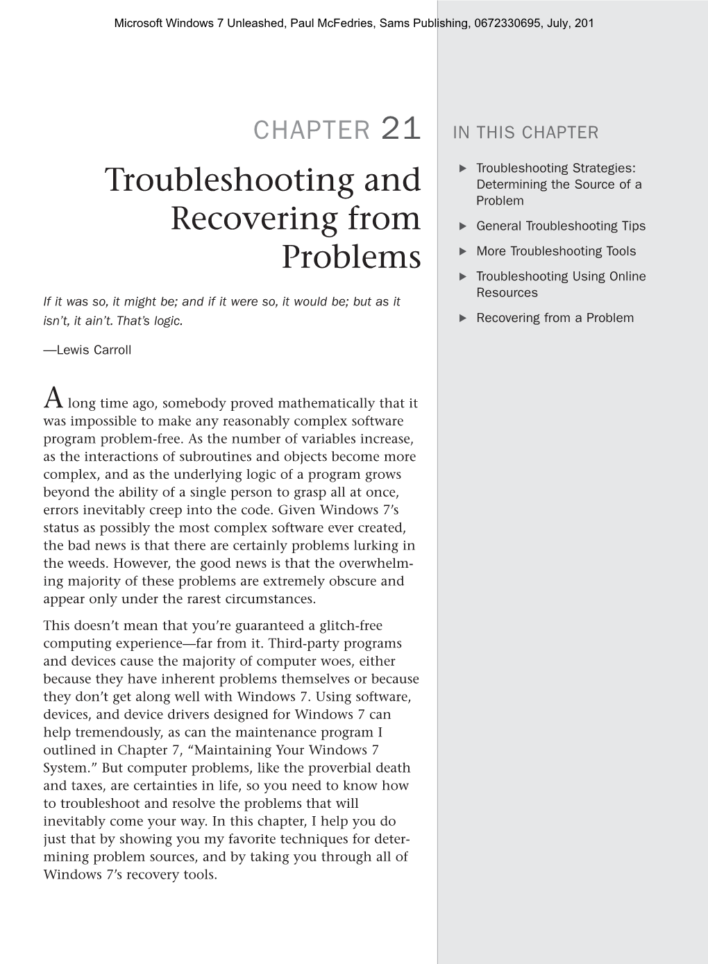 Troubleshooting and Recovering from Problems