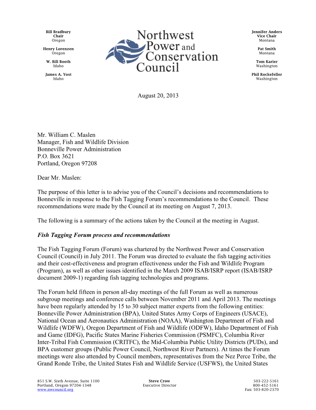 Northwest Power and Conservation Council Decision Memo