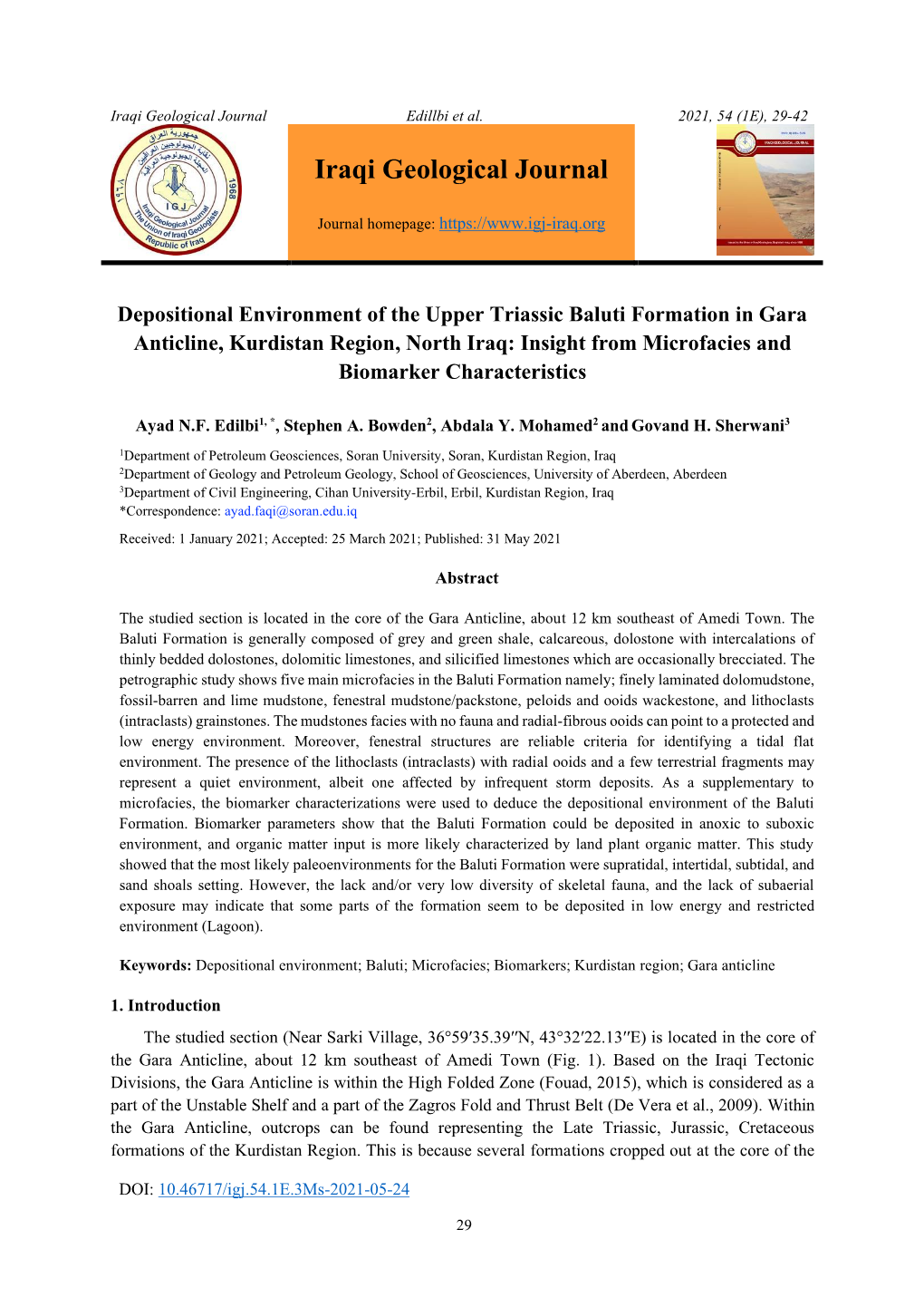 Iraqi Geological Journal Edillbi Et Al