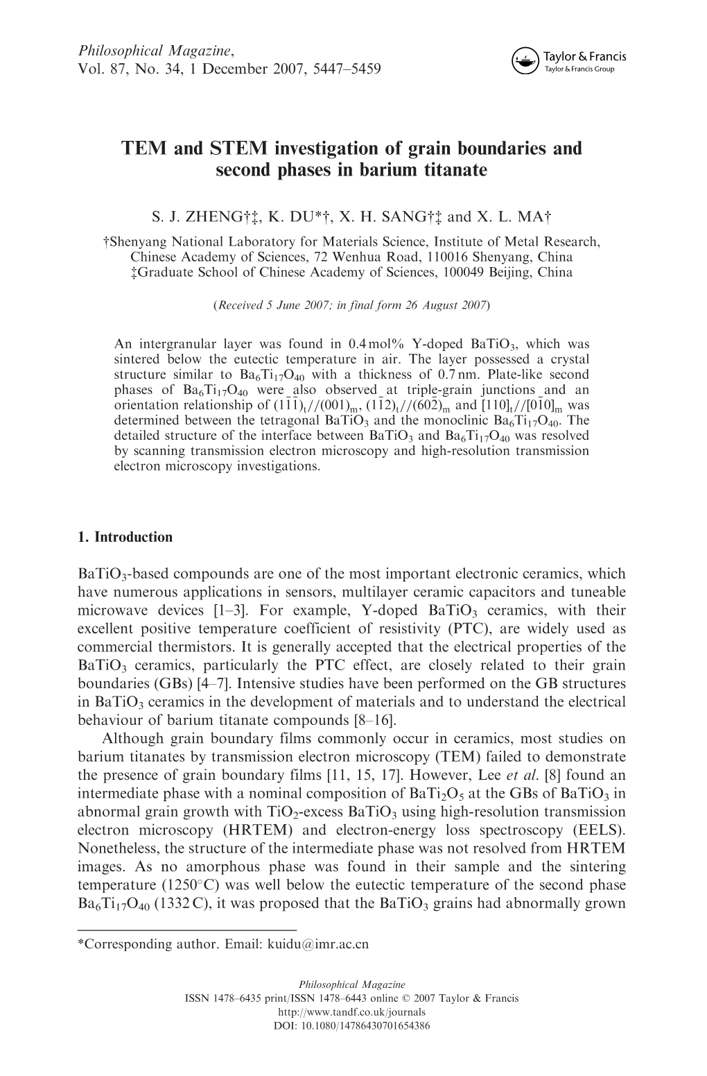 TEM and STEM Investigation of Grain Boundaries and Second Phases In