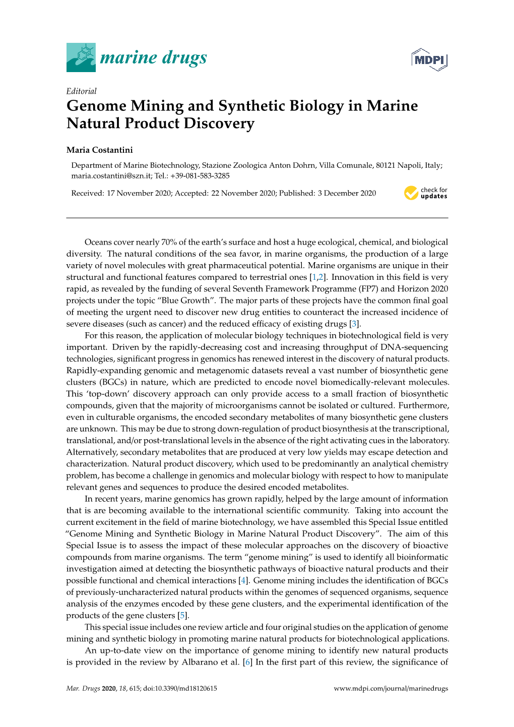 Genome Mining and Synthetic Biology in Marine Natural Product Discovery