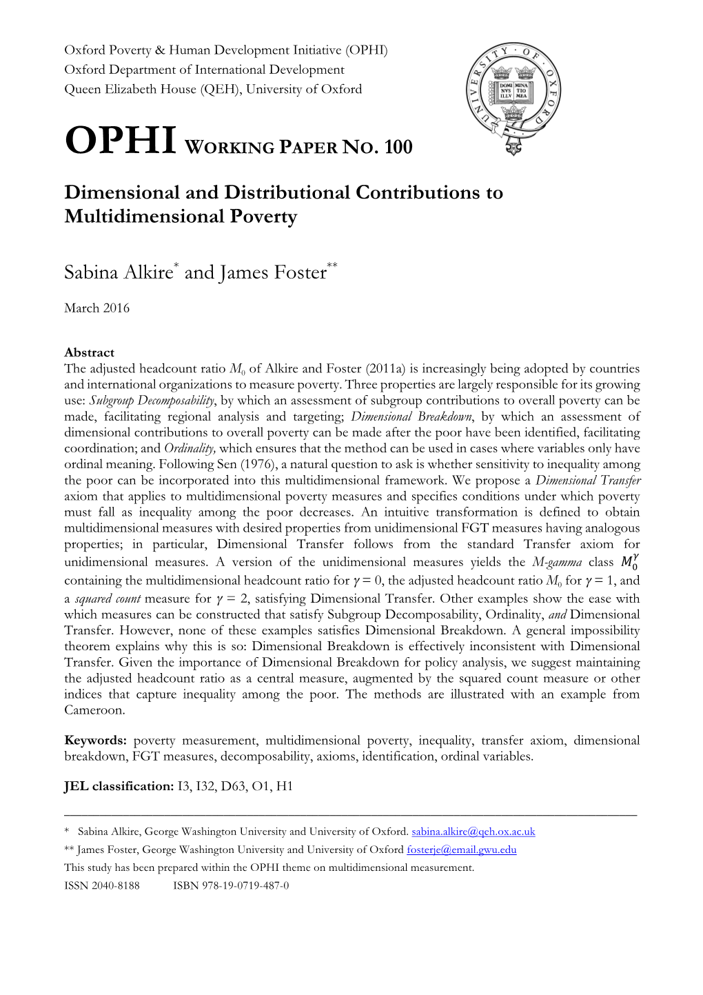 Dimensional and Distributional Contributions to Multidimensional Poverty