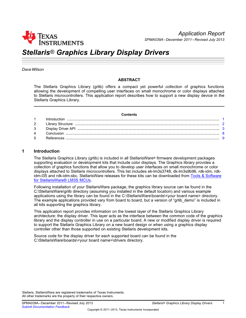 Graphics Library Display Drivers