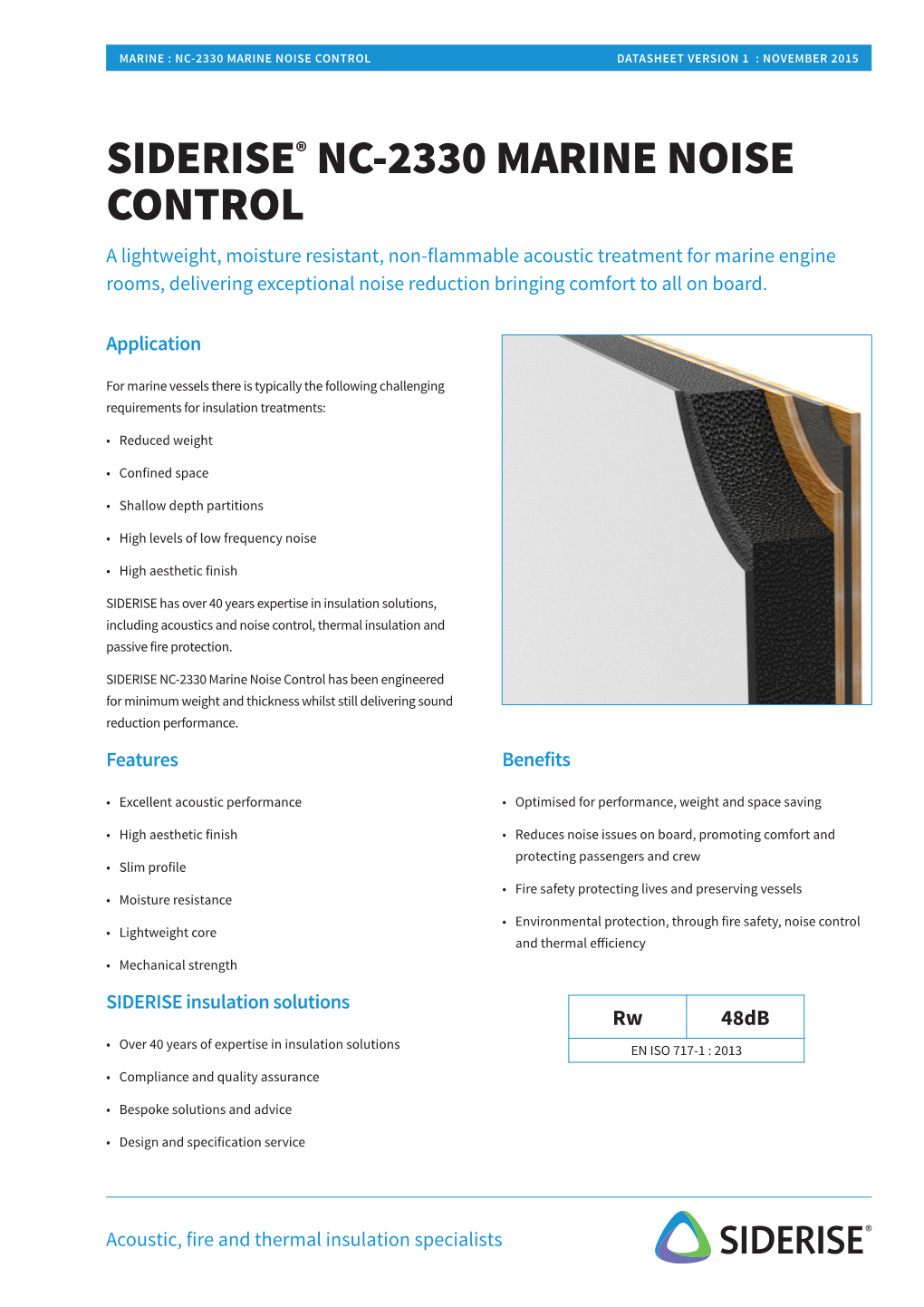 SIDERISE Marine Noise Control NC-2330 TDS V1 Nov15