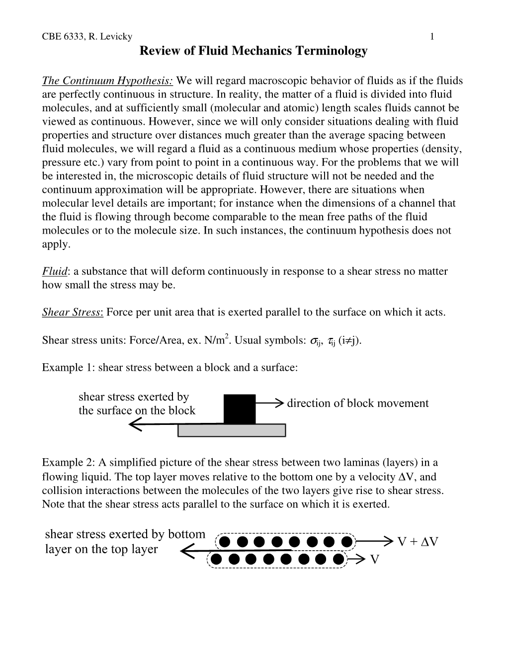 Review of Fluid Mechanics Terminology