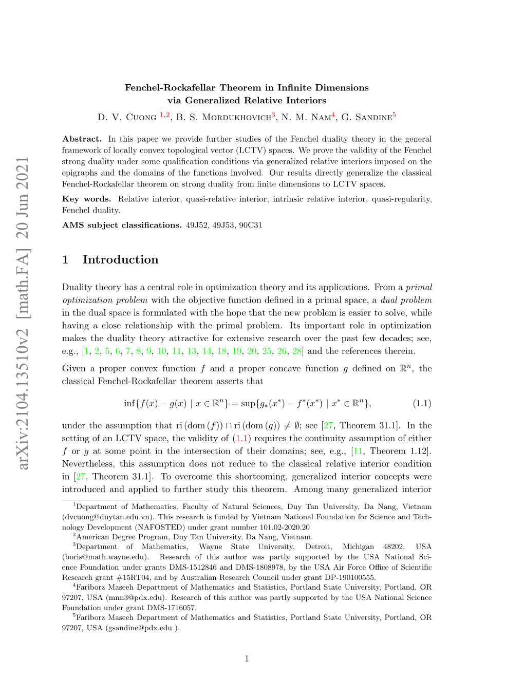 Arxiv:2104.13510V2 [Math.FA]