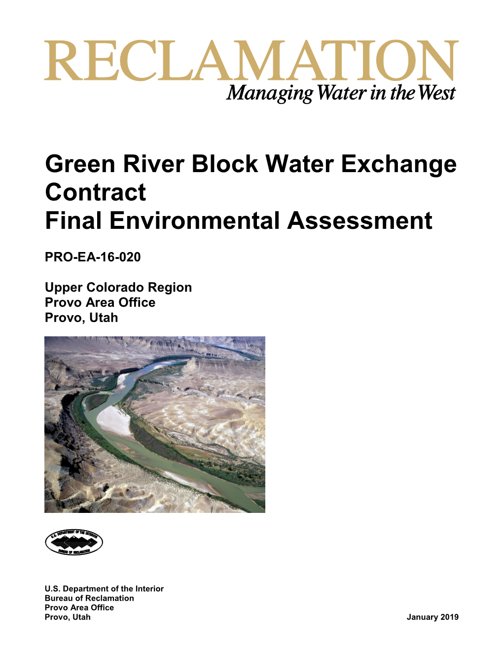 Green River Block Water Exchange Contract Final Environmental Assessment