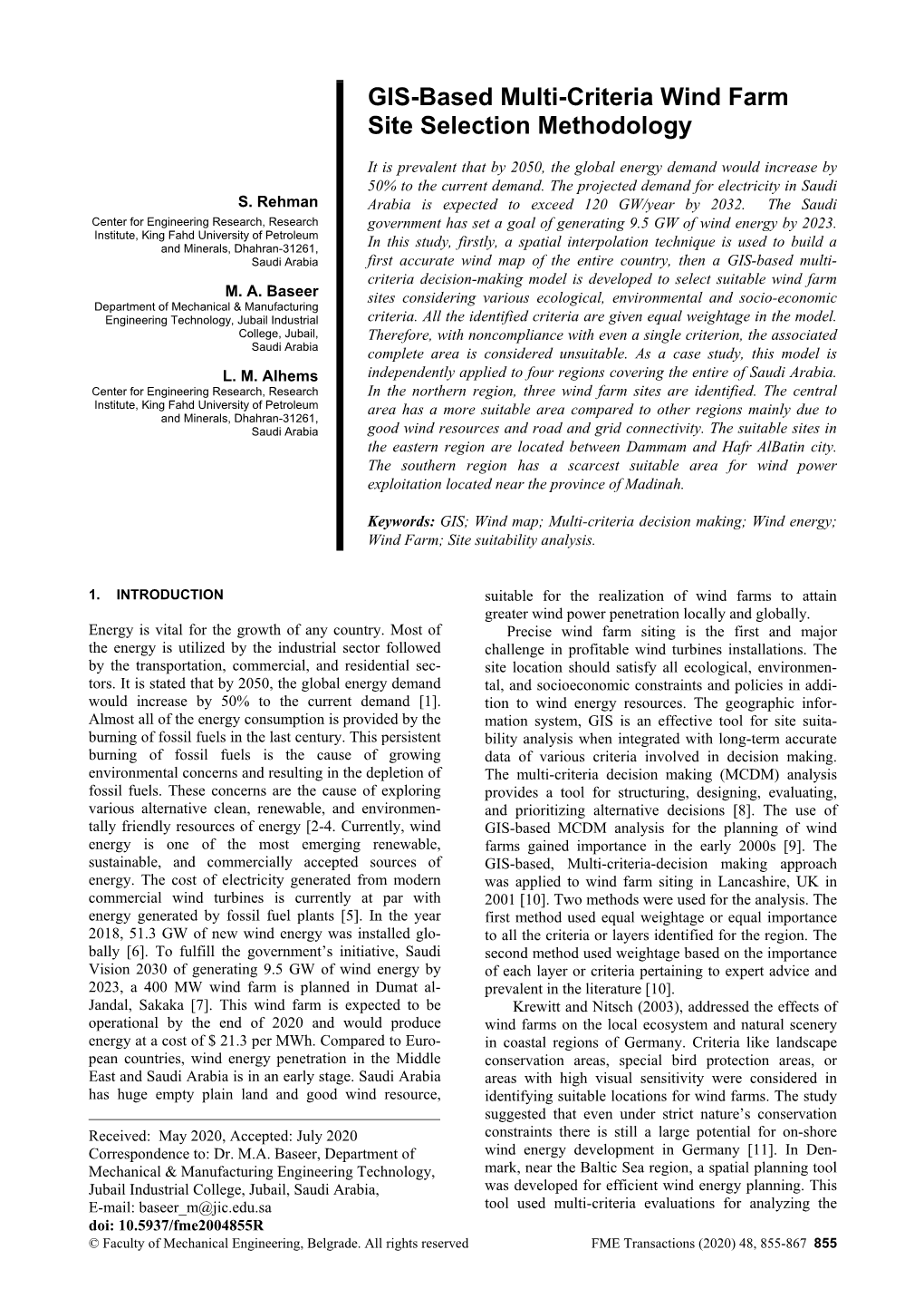 GIS-Based Multi-Criteria Wind Farm Site Selection Methodology