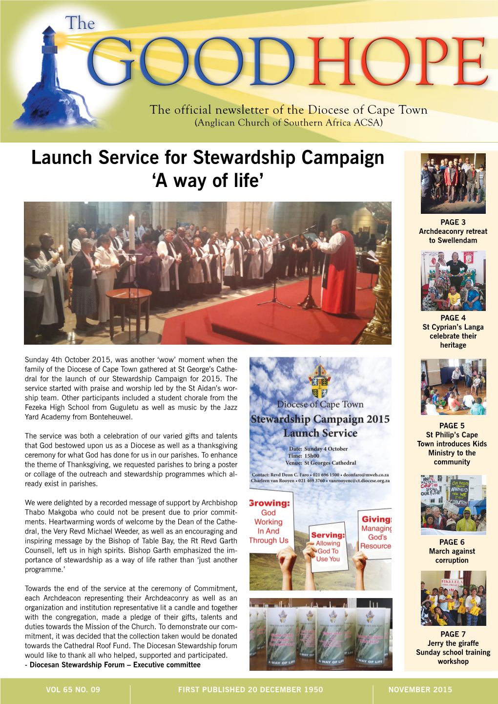 Launch Service for Stewardship Campaign 'A Way of Life'