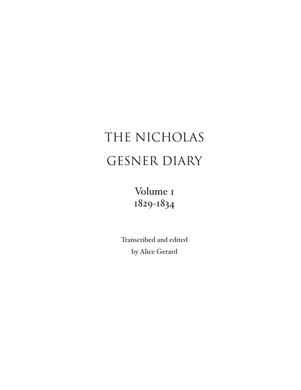 The Nicholas Gesner Diary