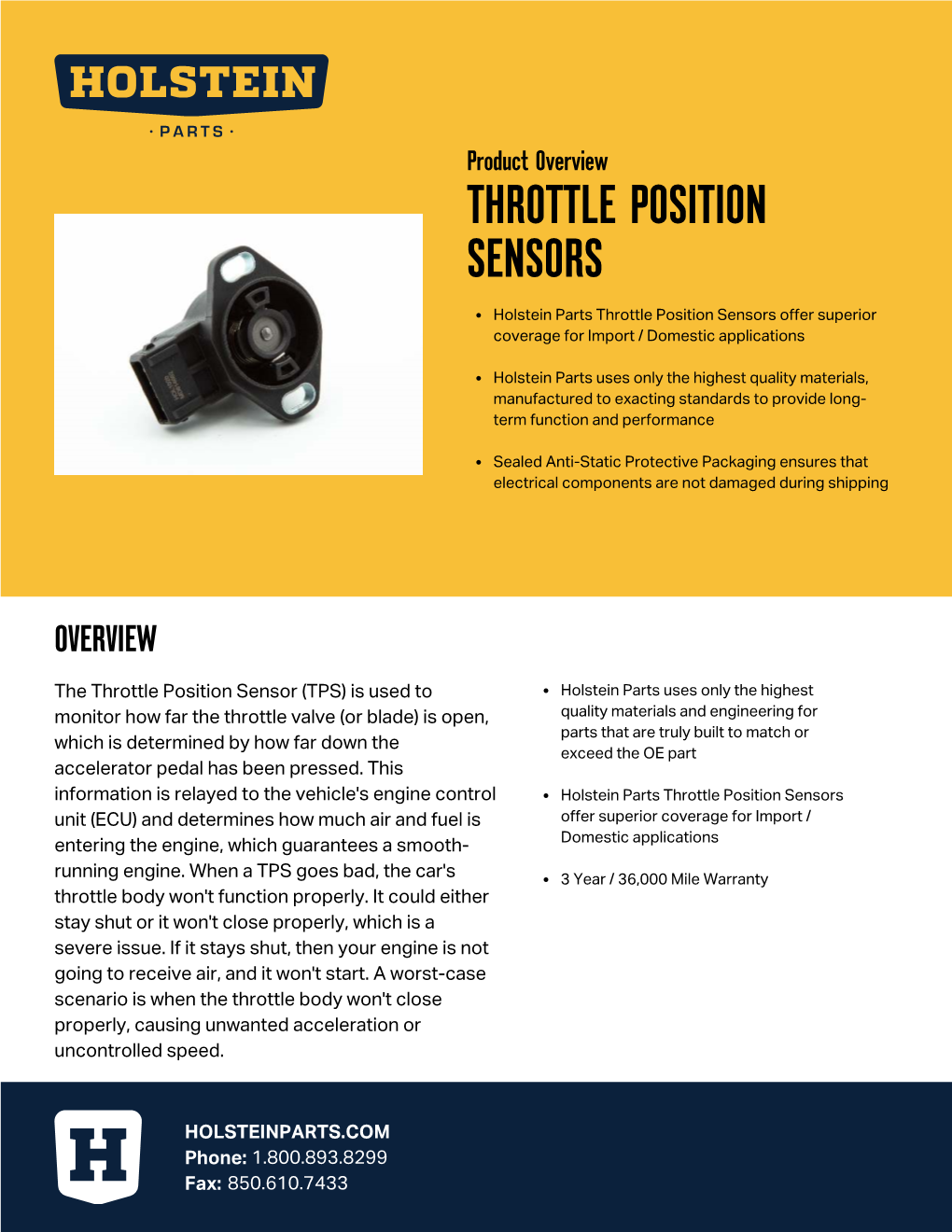 Product Overview THROTTLE POSITION SENSORS