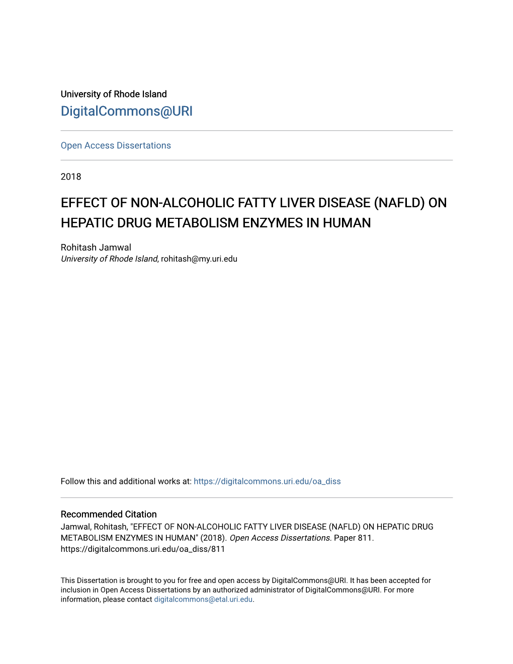 Effect of Non-Alcoholic Fatty Liver Disease (Nafld) on Hepatic Drug Metabolism Enzymes in Human