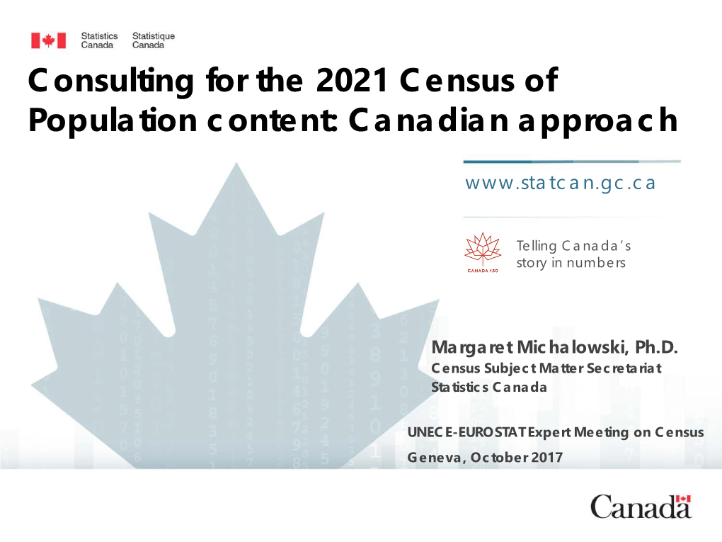 Consulting for the 2021 Census of Population Content: Canadian Approach