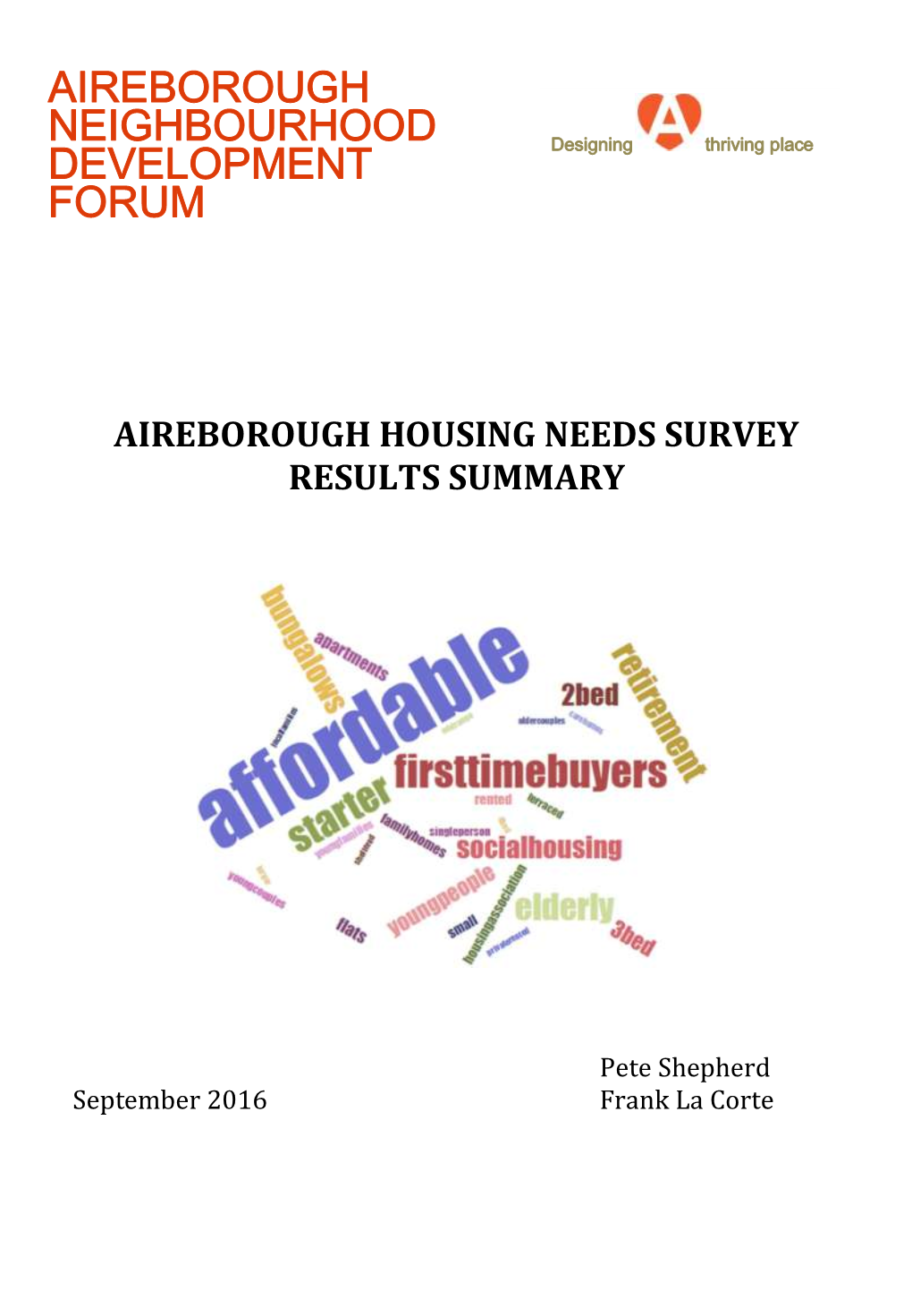 Housing Needs Survey Results Summary