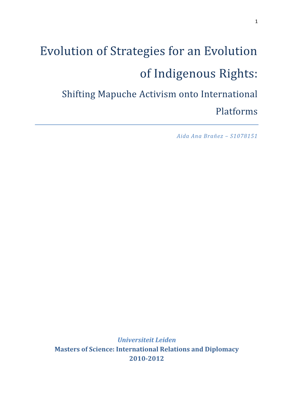 Evolution of Strategies for an Evolution of Indigenous Rights: Shifting Mapuche Activism Onto International Platforms