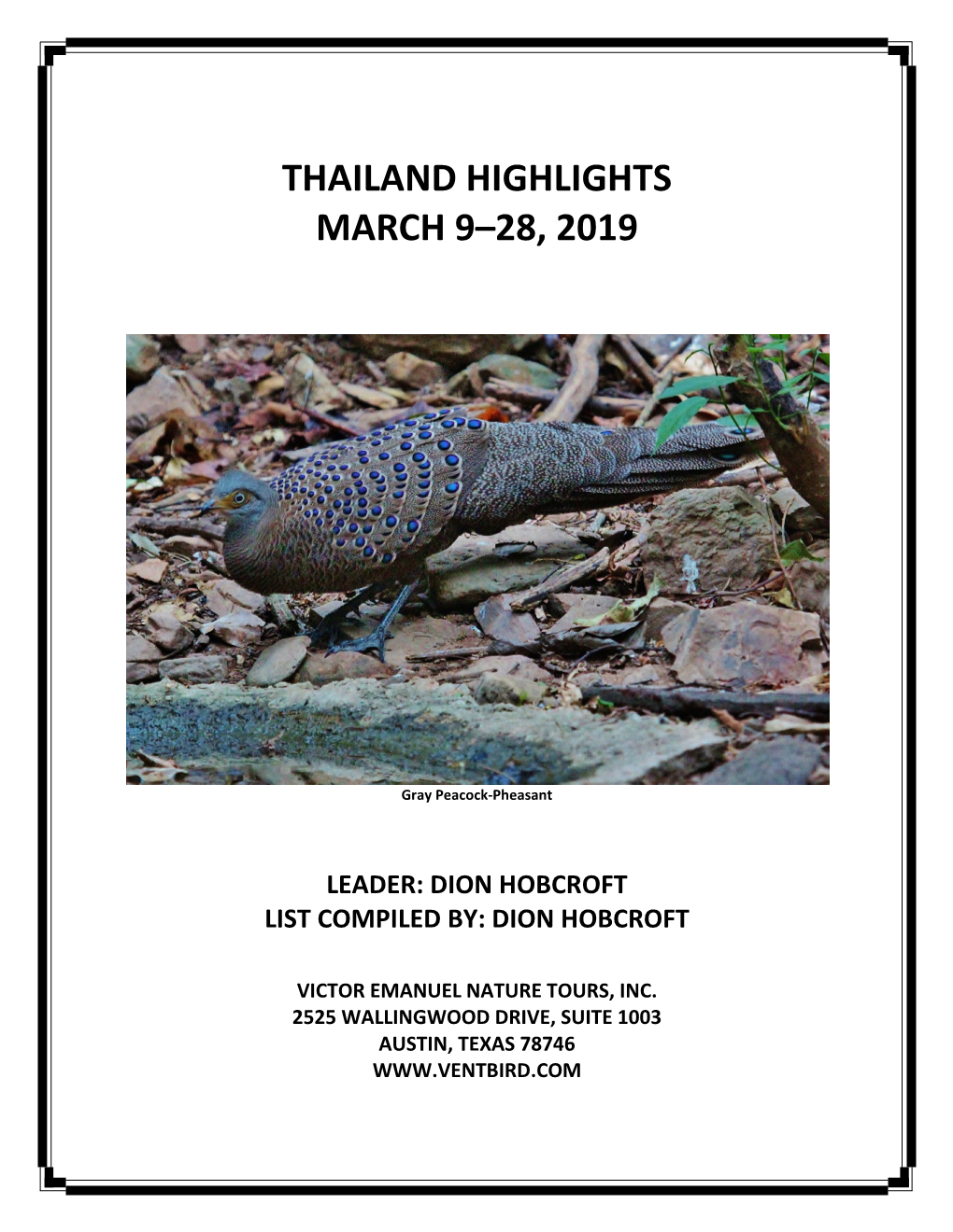 Thailand Highlights March 9–28, 2019