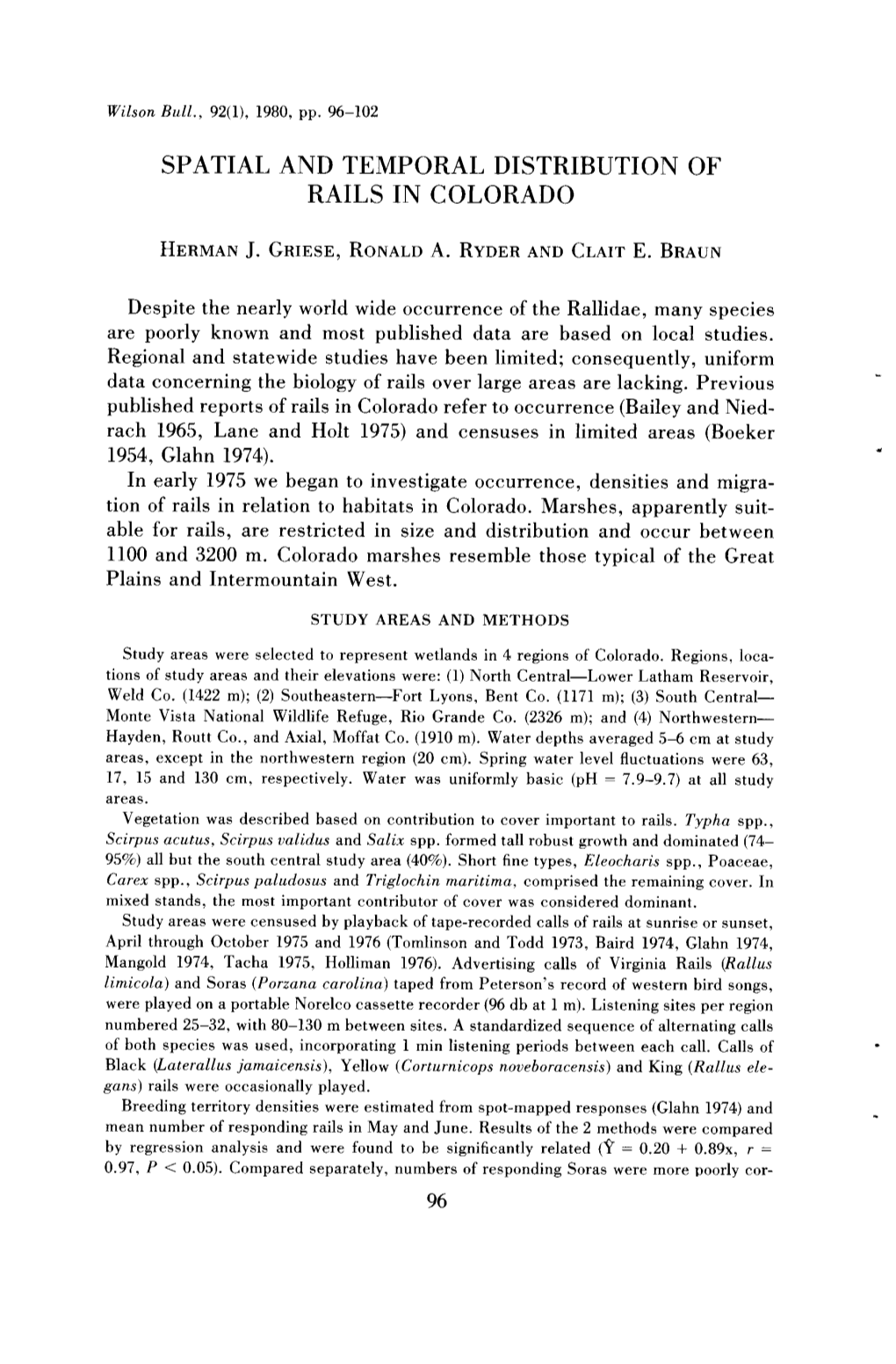 Spatial and Temporal Distribution of Rails in Colorado