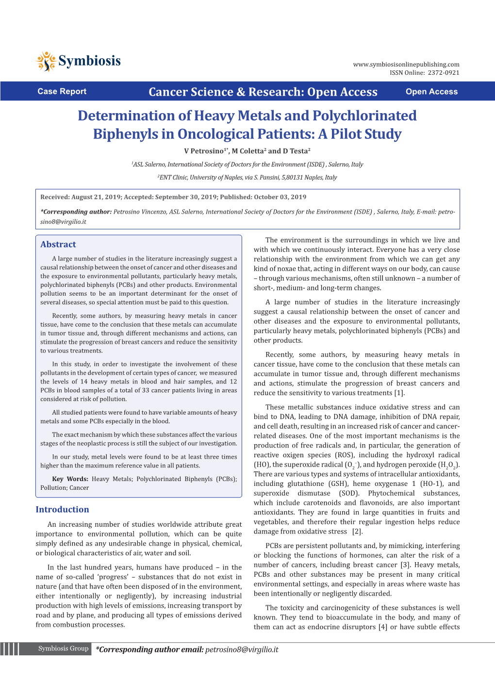 Determination of Heavy Metals and Polychlorinated Biphenyls In