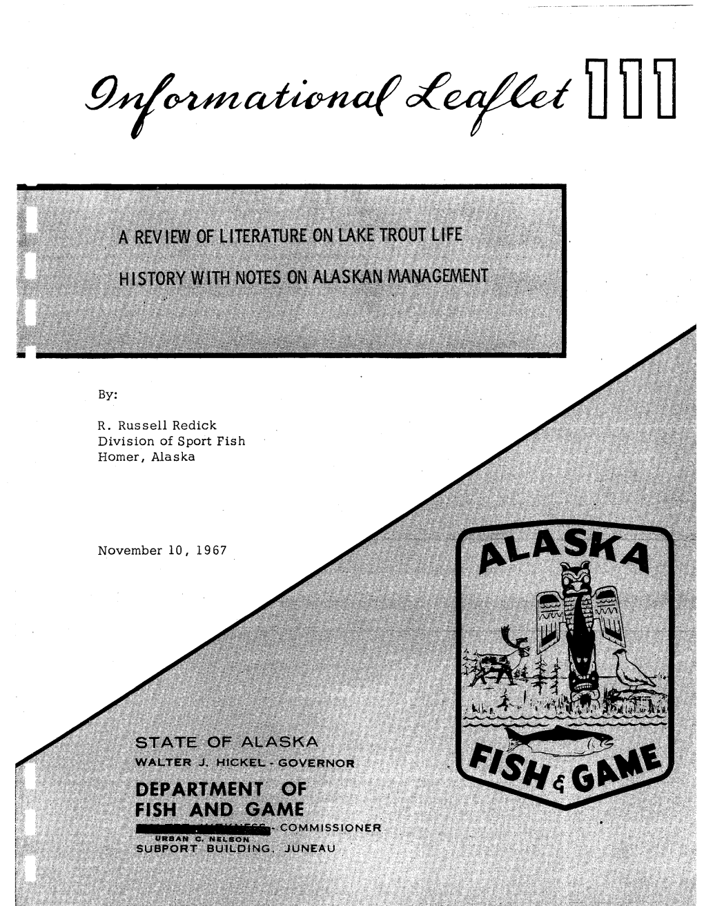 A Review of Literature on Lake Trout Life History with Notes on Alaskan Management