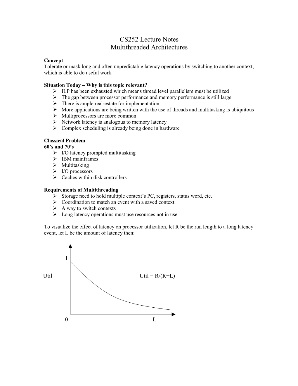 CS252 Lecture Notes Multithreaded Architectures