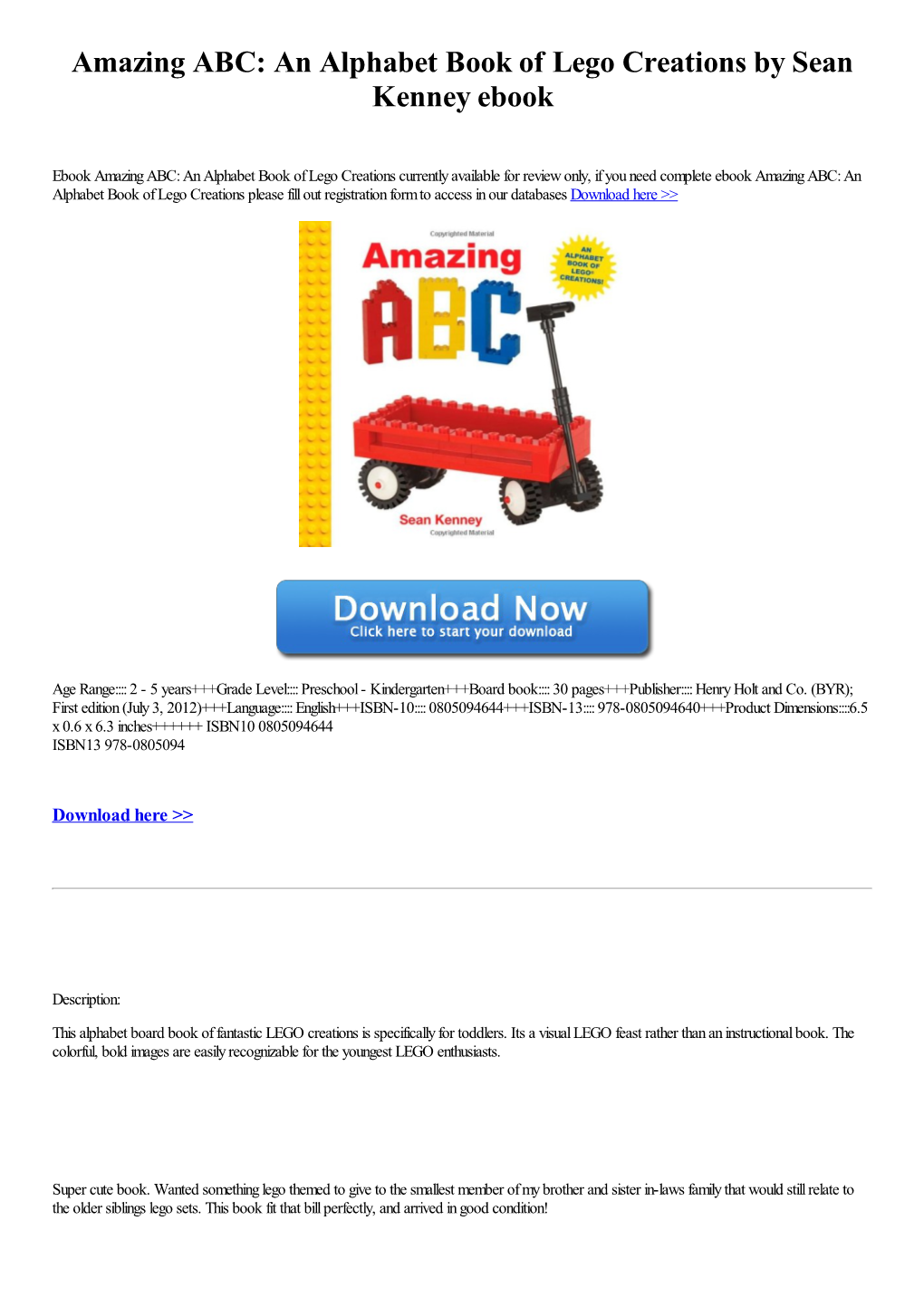 Amazing ABC: an Alphabet Book of Lego Creations by Sean Kenney Ebook