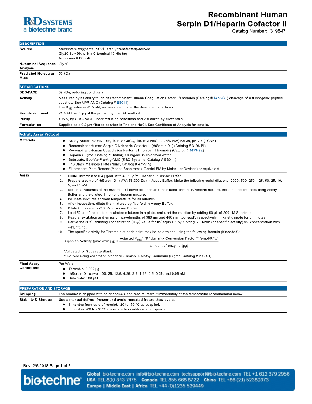 Recombinant Human Serpin D1/Heparin Cofactor II