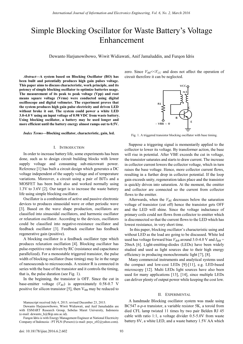 Simple Blocking Oscillator for Waste Battery's Voltage Enhancement