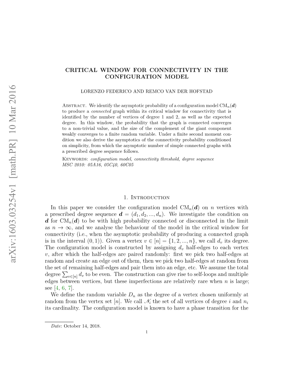 Critical Window for Connectivity in the Configuration Model 3