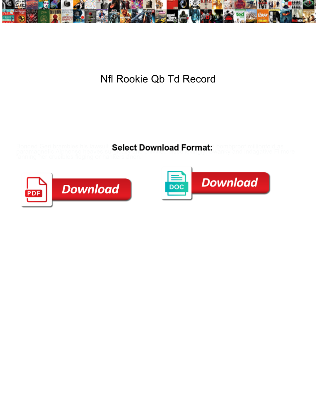 Nfl Rookie Qb Td Record