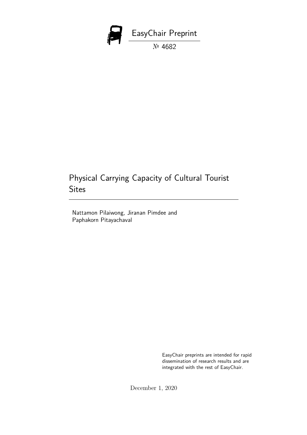 Physical Carrying Capacity of Cultural Tourist Sites