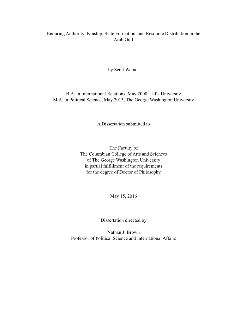 Enduring Authority: Kinship, State Formation, and Resource Distribution in the Arab Gulf