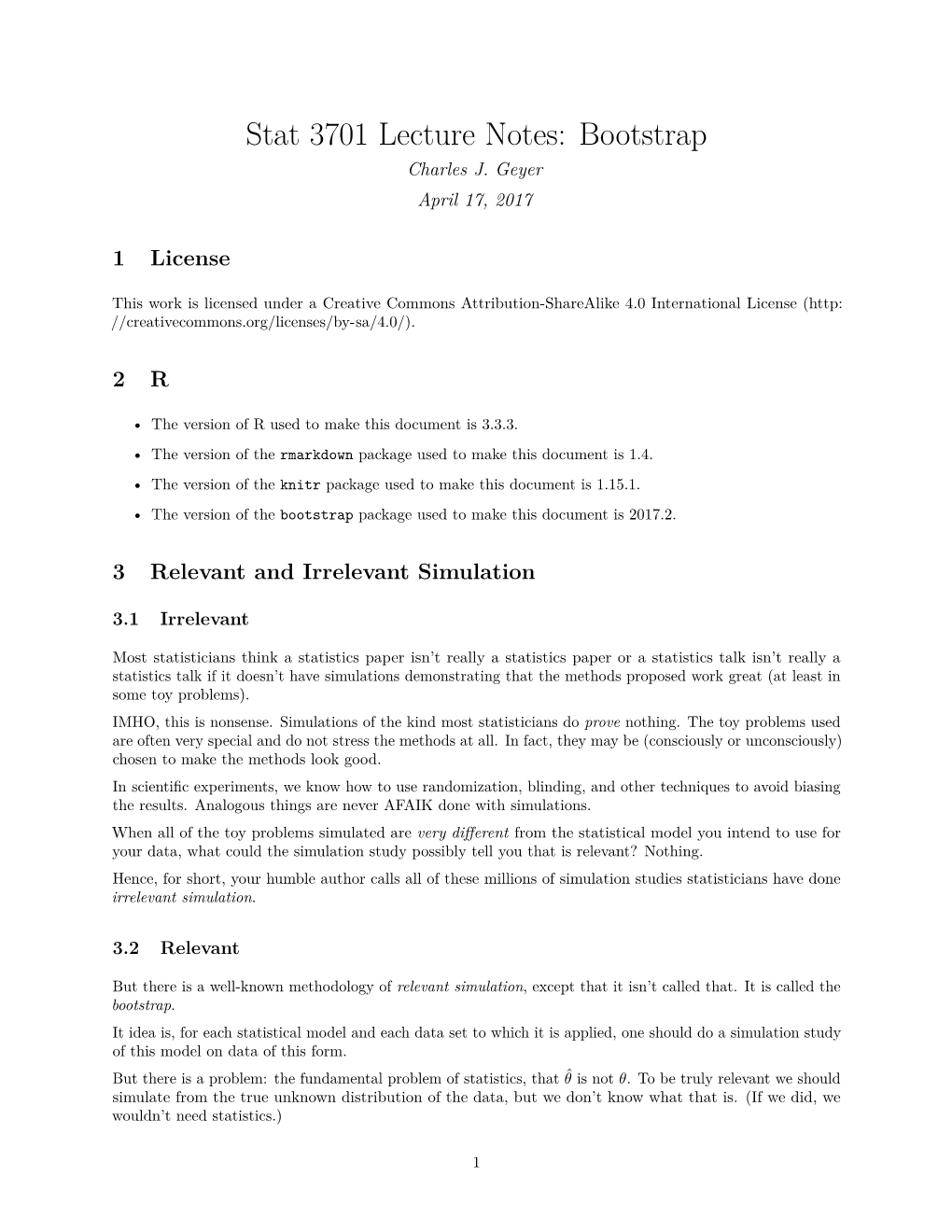 Stat 3701 Lecture Notes: Bootstrap Charles J