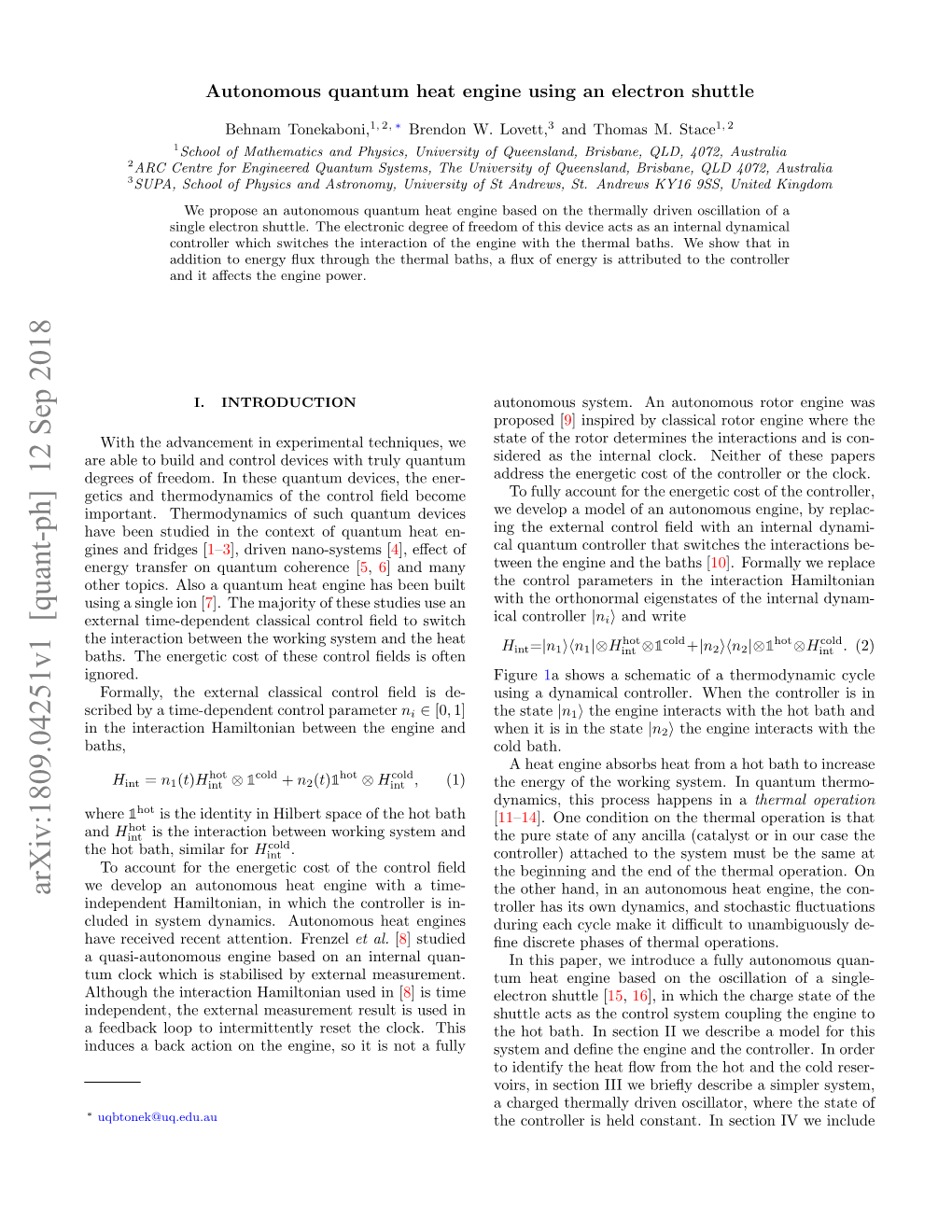 Autonomous Quantum Heat Engine Using an Electron Shuttle