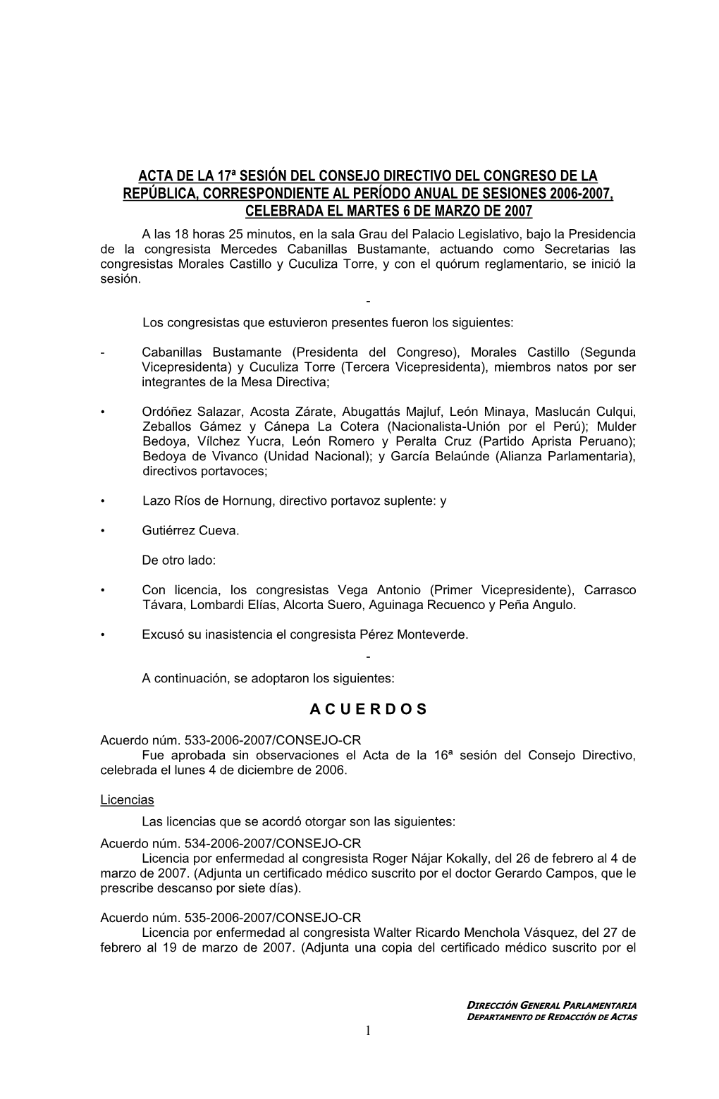 Acta De La 17ª Sesión Del Consejo Directivo Del