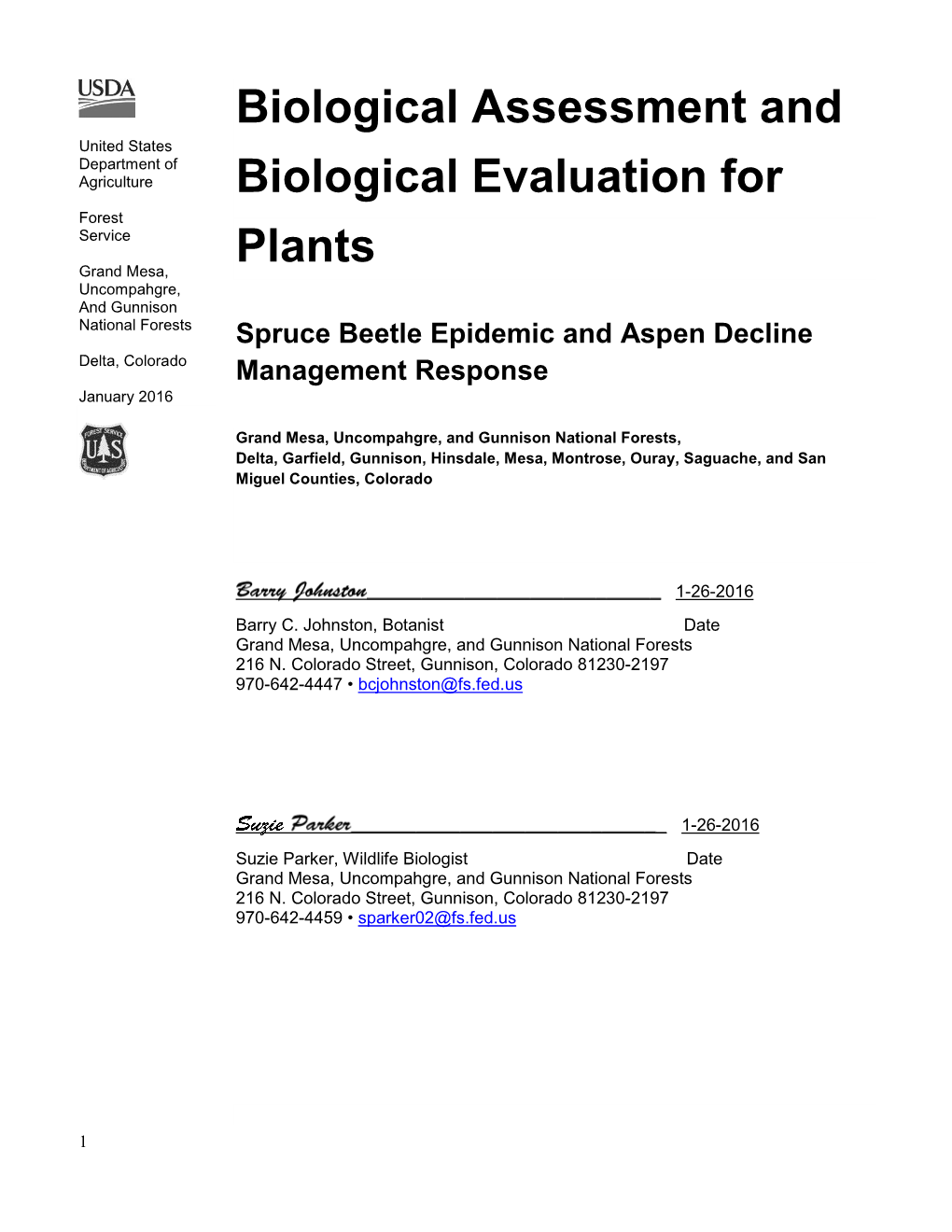 Biological Assessment and Biological Evaluation for Plants