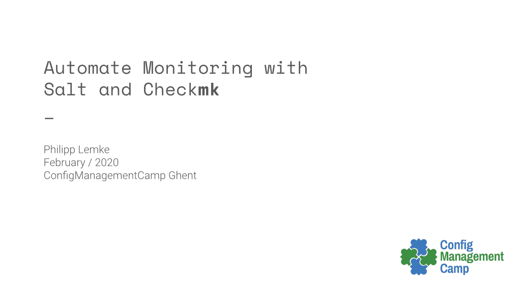 Automate Monitoring with Salt and Checkmk