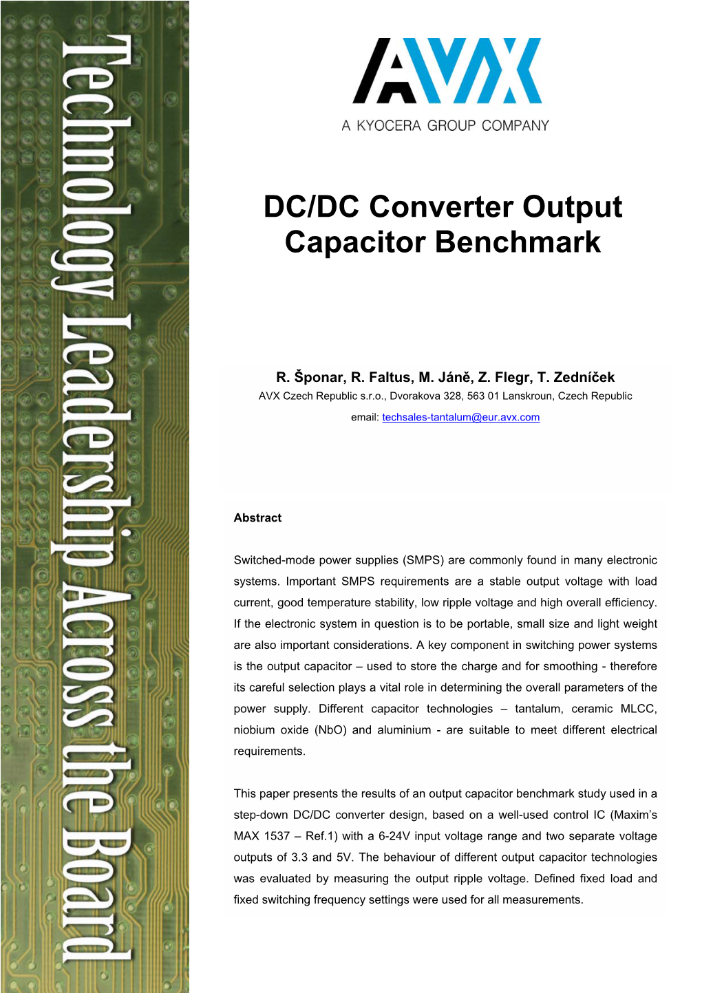 DC/DC Converter Output Capacitor Benchmark