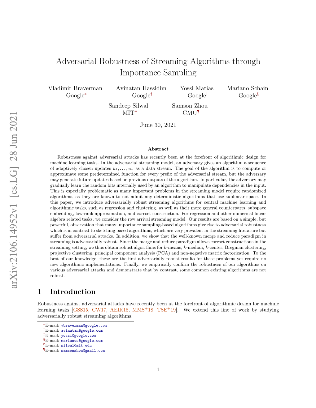 Adversarial Robustness of Streaming Algorithms Through Importance Sampling