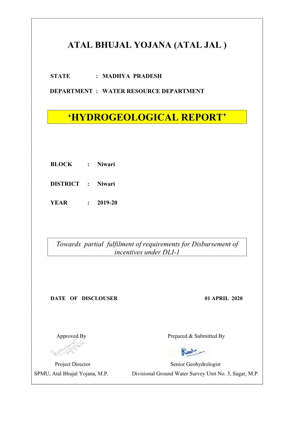 'Hydrogeological Report'