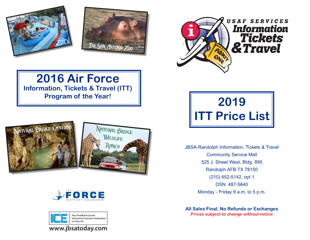 2019 ITT Price List 2016 Air Force